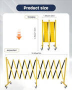 FAHKNS Industrial Expandable Barricade with Wheels 16.4 Feet Long Retractable Metal Traffic Gate Portable Security Barrier for Construction Site Elevator Outdoor Road Yellow Black