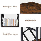 Mini Fridge Table with Storage Industrial End Table Square Bedside Table with Large Capacity Storage Metal Frame Nightstand Coffee Stand Printer Table for Living Room Bedroom Rustic Brown