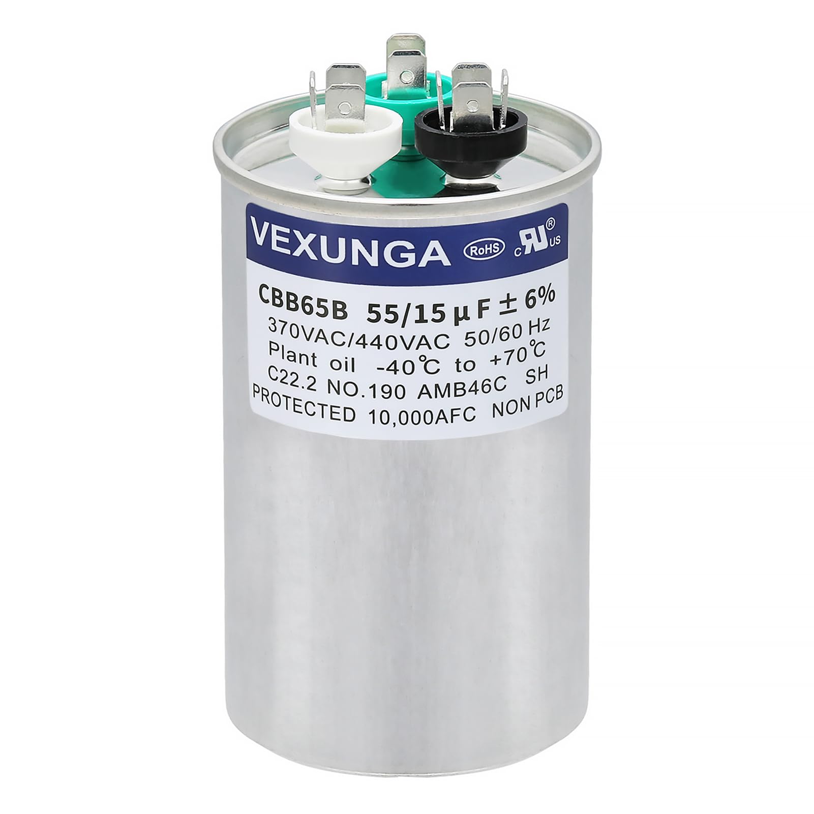 45/5 uF 45+5 MFD 370V or 440V Dual Run Start Round A/C Capacitor 45 5 uF 370 440 Volt VAC CBB65B Air Conditioner Capacitors for AC Unit Fan Motor Start or Heat Pump or Condenser Straight Cool