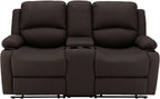 67" Wall Hugger Reclining | RV Theater Seats | Double Recliner RV Sofa & Console | RV Couch | RV Theater Seating | RV Furniture (Manual, Chocolate)