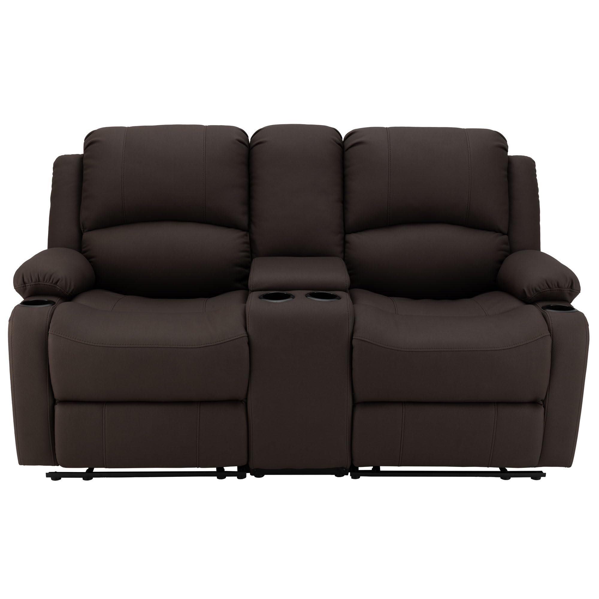 67" Wall Hugger Reclining | RV Theater Seats | Double Recliner RV Sofa & Console | RV Couch | RV Theater Seating | RV Furniture (Manual, Chocolate)