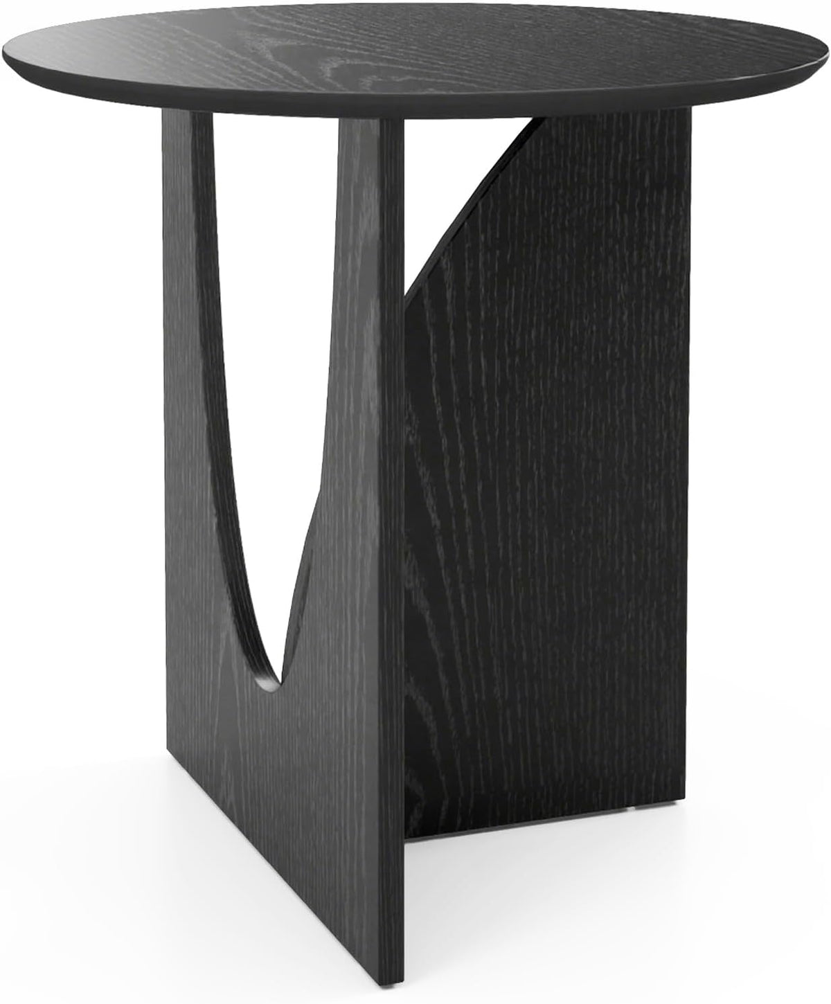 Round Black Side Table, Unique End Table and Small Coffee Table for Living Room, Balcony Room