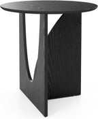Round Black Side Table, Unique End Table and Small Coffee Table for Living Room, Balcony Room