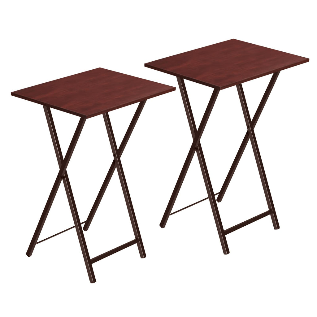 HOOBRO Folding TV Tray Tables, Set of 2 Side Table for Small Space, Industrial Snack Tables for Eating at Couch, Stable Metal Frame, Easy Assembly, Space Saving, Rustic Brown and Black BF25BZ01