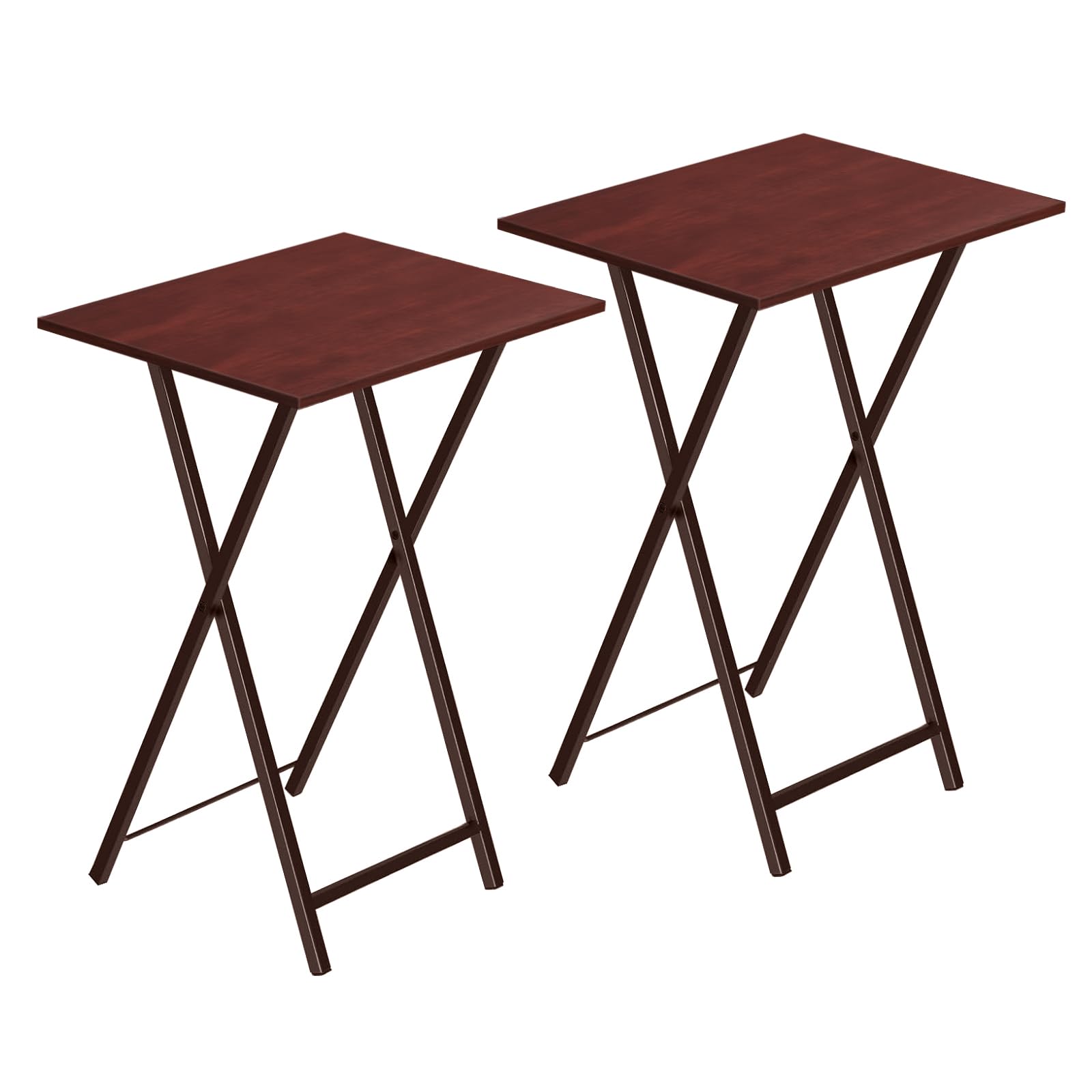 HOOBRO Folding TV Tray Tables, Set of 2 Side Table for Small Space, Industrial Snack Tables for Eating at Couch, Stable Metal Frame, Easy Assembly, Space Saving, Rustic Brown and Black BF25BZ01