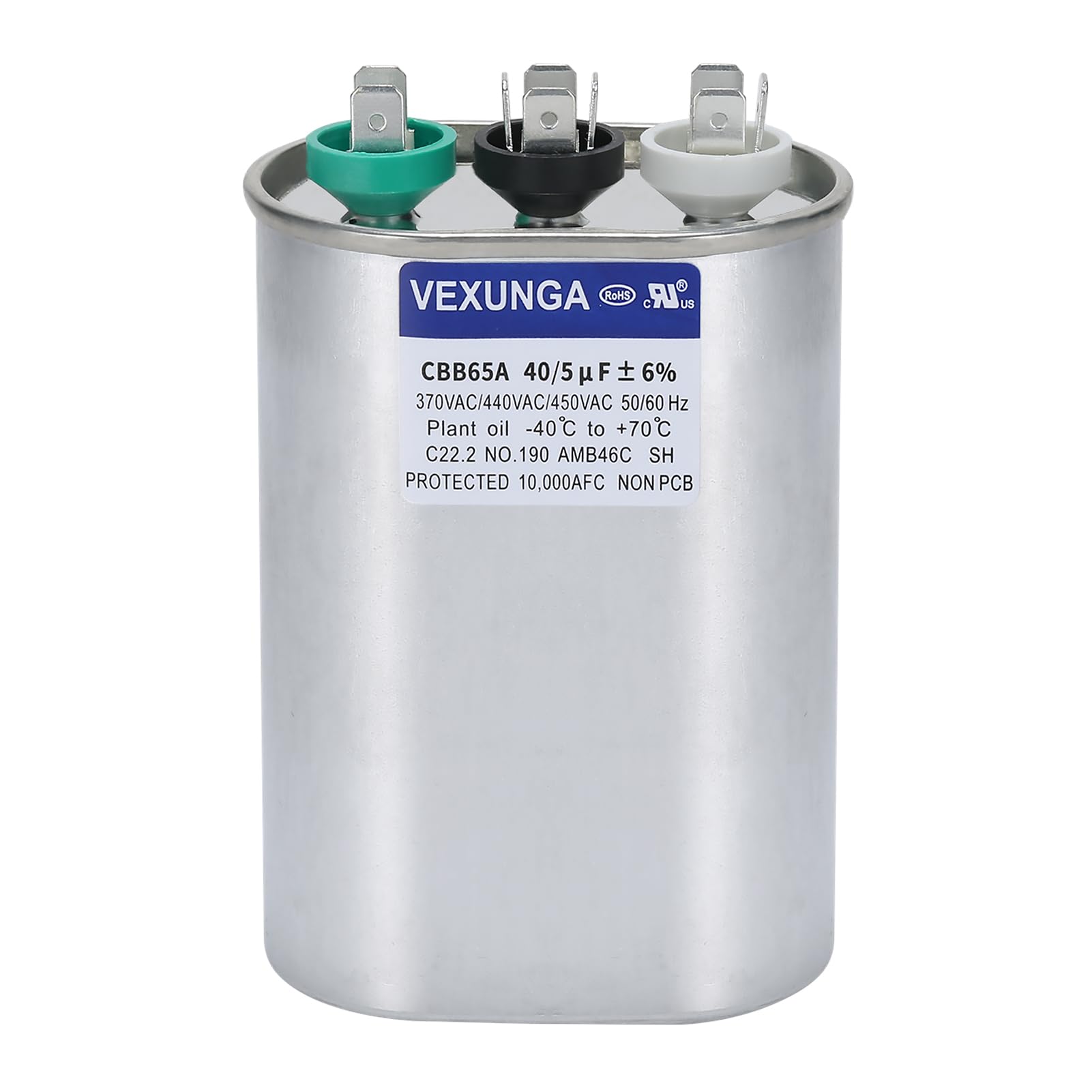 45/5 uF 45+5 MFD 370V or 440V Dual Run Start Round A/C Capacitor 45 5 uF 370 440 Volt VAC CBB65B Air Conditioner Capacitors for AC Unit Fan Motor Start or Heat Pump or Condenser Straight Cool