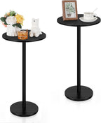 Vrisa Drink Table Small End Table Set of 2 Round Pedestal Side Table Martini Table Modern Coffee Table for Small Spaces, Living Room, Bedroom, Sofa Couch Chair, Black