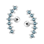 ZS Curve Seven Stud CZ Stud Earrings 316L Stainless Steel Ear Helix Conch Cartilage Piercing