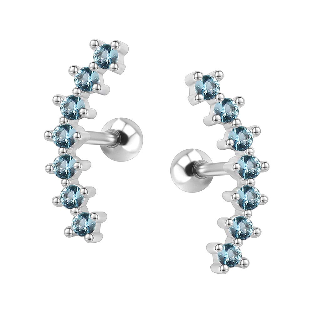 ZS Curve Seven Stud CZ Stud Earrings 316L Stainless Steel Ear Helix Conch Cartilage Piercing