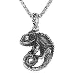 U7 Punk Chameleon/Eagle/Dragon/Hawk/Wolf Necklaces for Men Women, Retro Black Stainless Steel Animal Pendant Personalized Jewelry Gift Cool Necklace with 22 Inch Chain