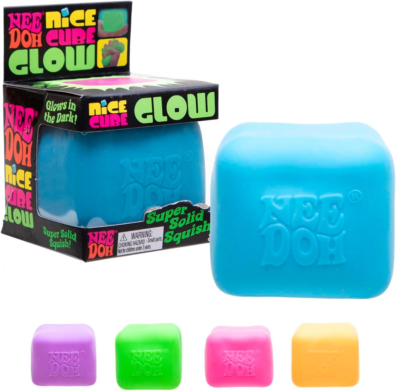Schylling NeeDoh Nice Cube Glow - Sensory Toy with a Super Solid Squis ...