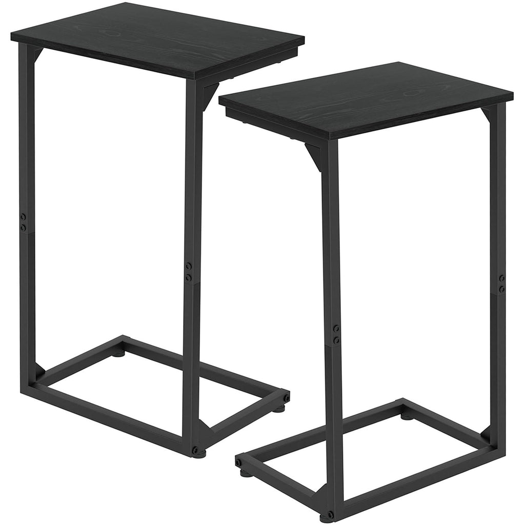 AMHANCIBLE C Shaped End Tables Set of 2, Couch Side Tables That Slide Under, TV Trays for Living Room, Bedroom, Small Space, Sofa, Grey HET02BGY