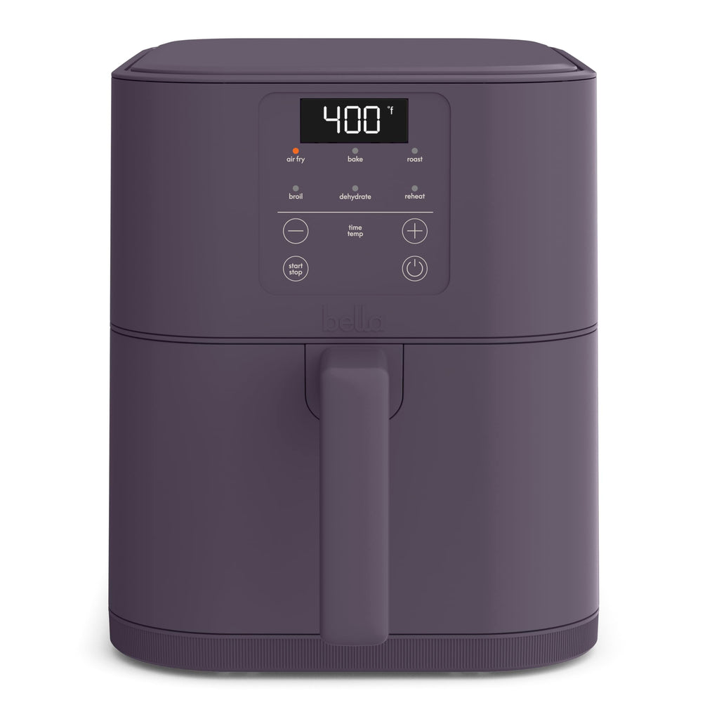 bella 4Qt Slim Air Fryer, Fits-anywhere™ Kitchenware, EverGood™ Ceramic Nonstick Coating, Adjustable Temperature, 6 Preset Cooking Options, 60 Min Auto Shutoff w Audible Tone, 3.3lb Capacity, Blossom