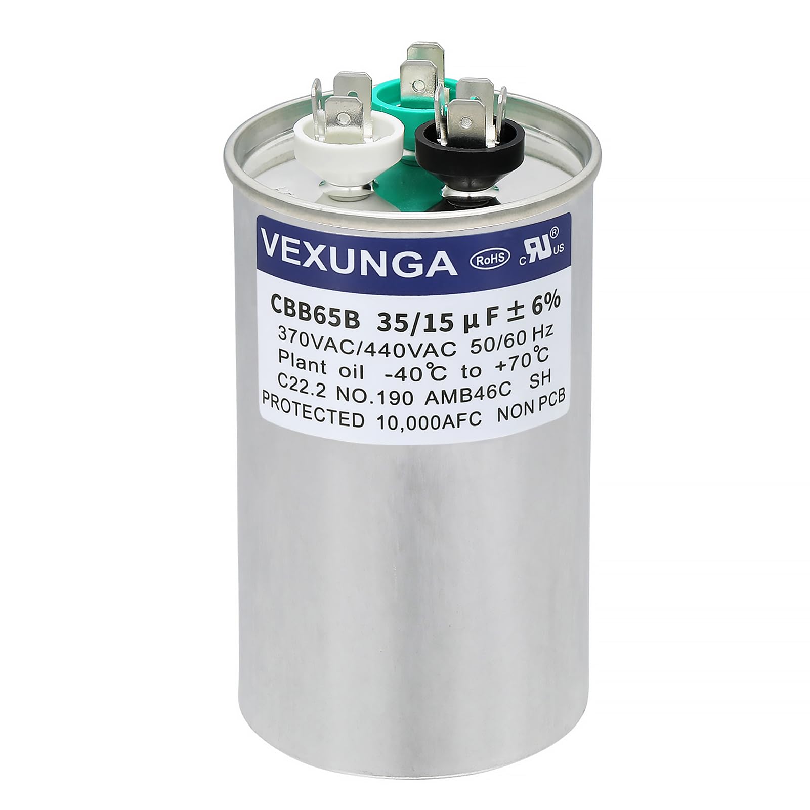 45/5 uF 45+5 MFD 370V or 440V Dual Run Start Round A/C Capacitor 45 5 uF 370 440 Volt VAC CBB65B Air Conditioner Capacitors for AC Unit Fan Motor Start or Heat Pump or Condenser Straight Cool