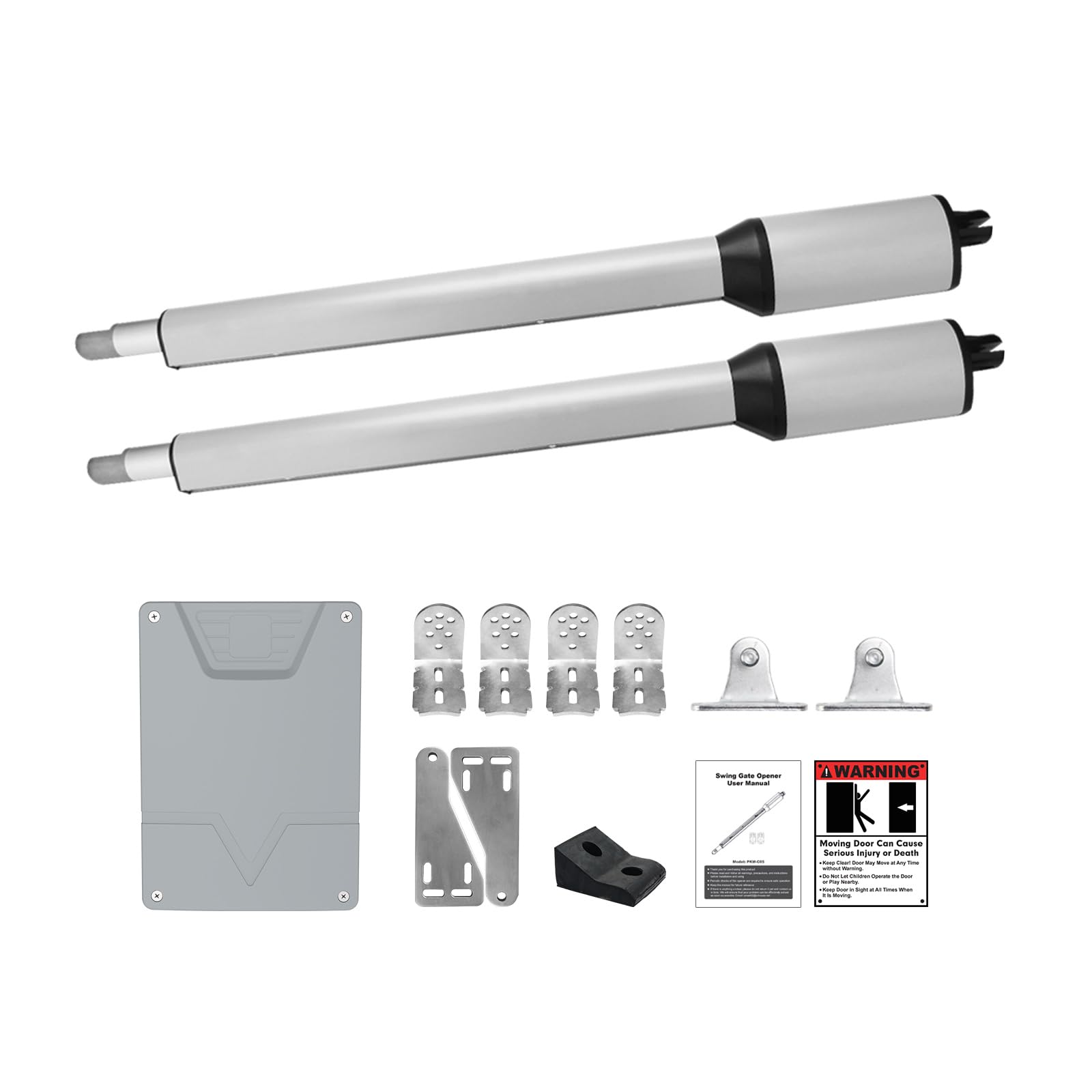 X X-HOUSE C01-L Automatic Gate Opener with Solar Panel & Batteries for Light Duty Dual Swing Gates Up to 330lb 8ft per Arm 12V 40W Electric Gate Opener with 2 Remotes Complete Kit Solar Powered