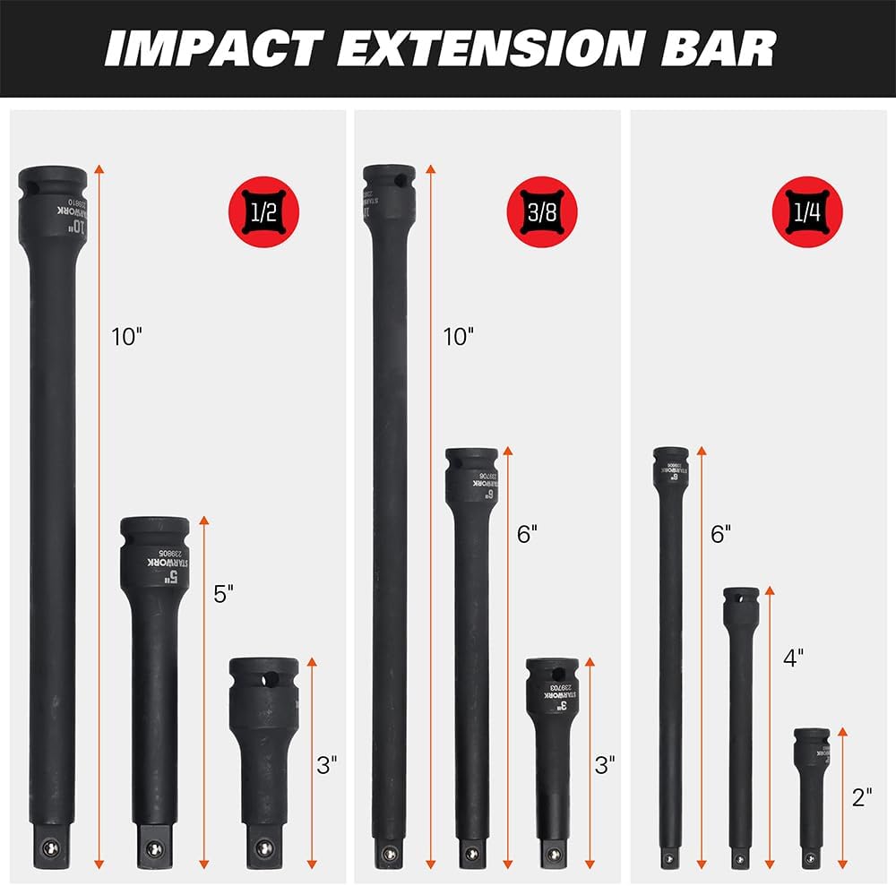 STARWORK TRUE MECHANIC 153-Piece Impact Socket Set, Professional, SAE/Metric