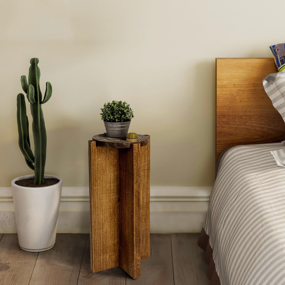 Creative Co-Op Paulownia Wood Round Accent Table, Brown