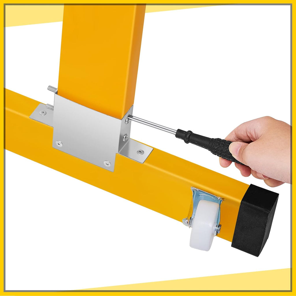 Amylove Expandable Barricade Security Yellow Black Mobile Parking Barrier 44 Inch High Driveway Fence Retractable Traffic Folding Portable Gate for Outdoor Road Garage Construction(16.4 Feet)