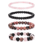 4pcs Beaded Bracelets for Women,Natural Healing Crystal Gemstones Bracelet,Anxiety Stress Relief Bracelet Handmade purple Jewelry Gifts for Women