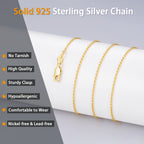 Colar de Corrente Folheado a Ouro 18k Jewlpire para Mulheres, Corrente de Cabo de 1,1mm Corrente de Ouro para Mulheres Brilhante e Resistente Colares de Corrente Femininos, 18 Polegadas