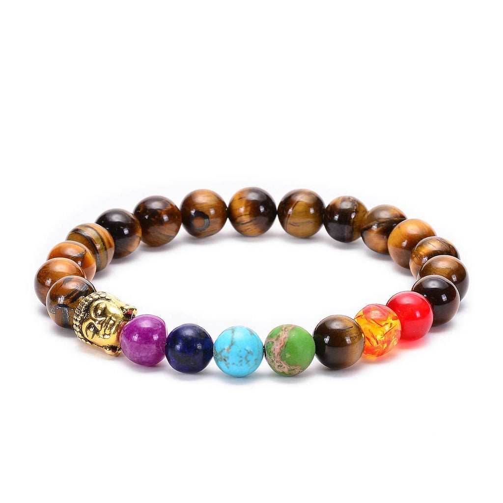 GelConnie Lava Rock Chakra Bracelet 7 Chakra 8mm Natural Stone Healing Bracelet Stress Relief Yoga Beads Anxiety Bracelet Aromatherapy Essential Oil Diffuser Bracelet Bangle