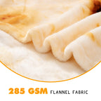 CASOFU Burritos Tortilla Tæppe, dobbeltsidet kæmpe mel-novelty tæpper til din familie, 285 GSM blødt og behageligt flannel taco tæppe. (Beige, 71 tommer)