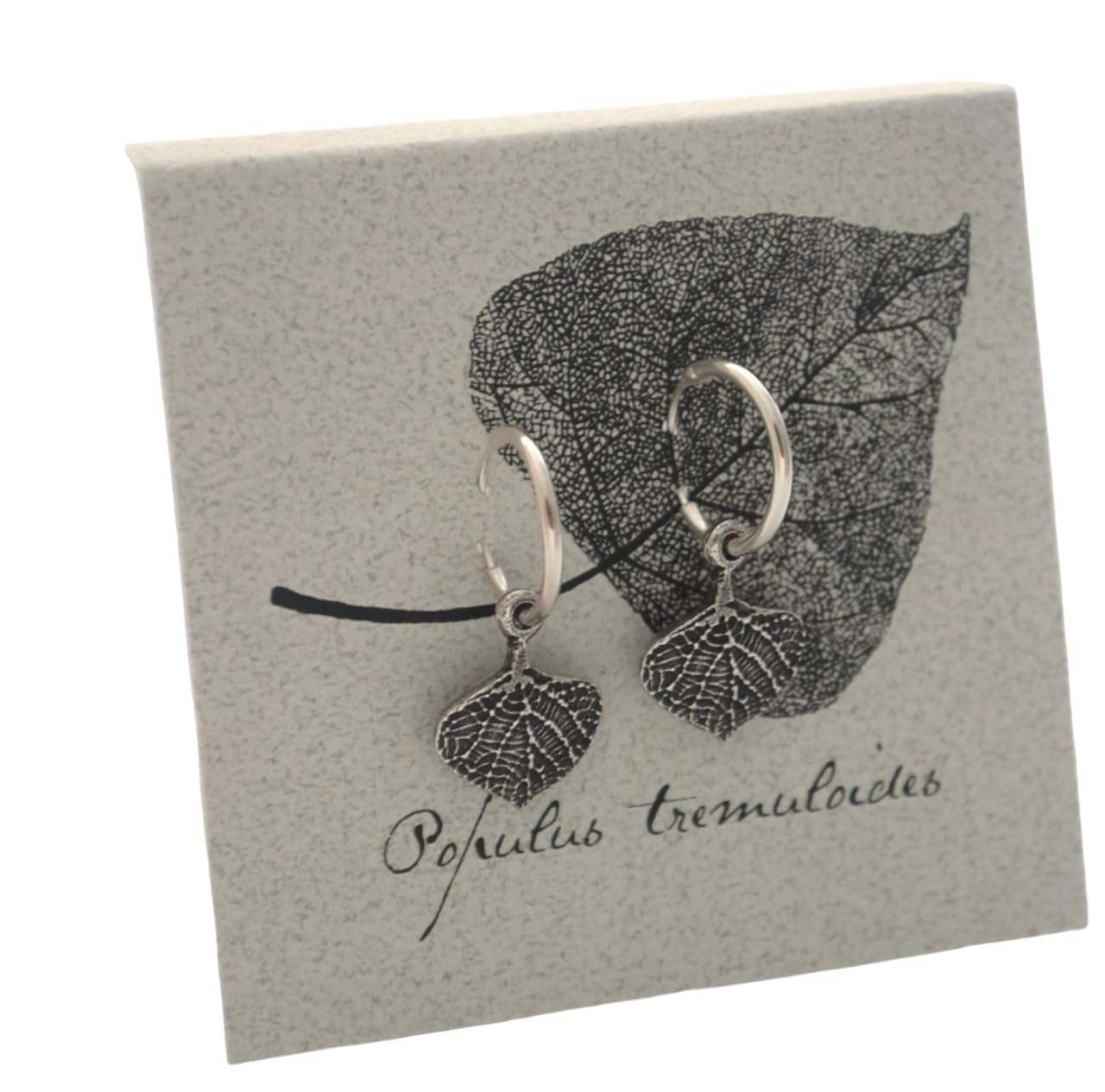 Aspen Leaves Hoop Earrings - silver