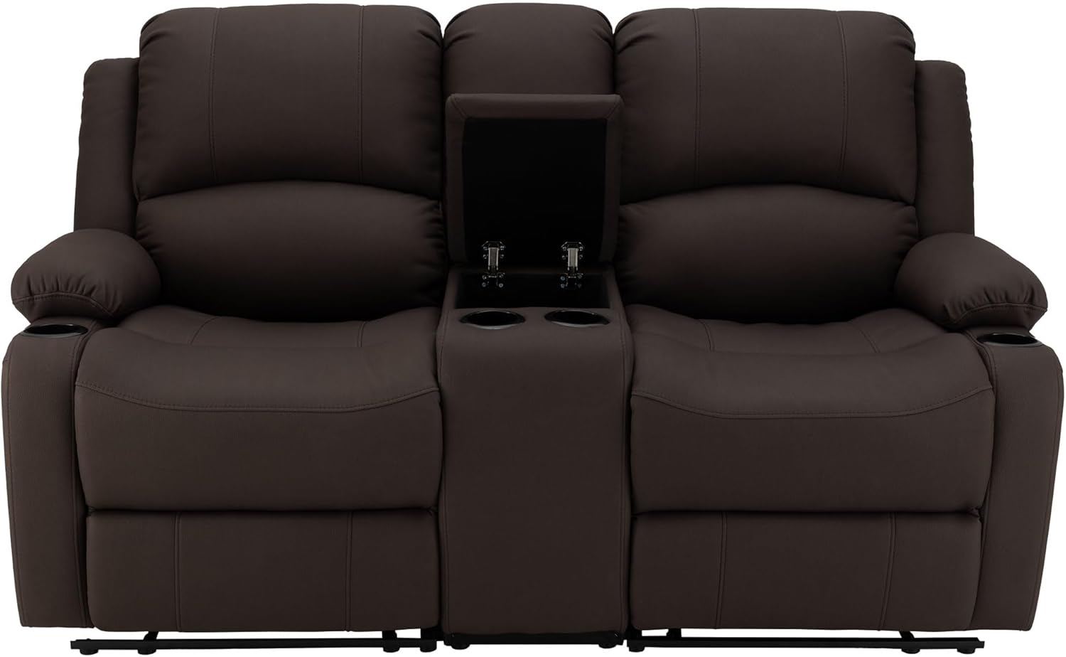 67" Wall Hugger Reclining | RV Theater Seats | Double Recliner RV Sofa & Console | RV Couch | RV Theater Seating | RV Furniture (Manual, Chocolate)