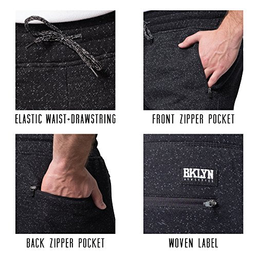 Brooklyn Athletics Men's Fleece Jogger Pants Active Zipper Pocket Sweatpants, Olive Camo, Large