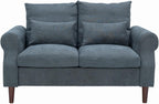 Panana 2 Piece Upholstered 3-Seat Sofa and Loveseat Sofa Set (Grey - Scroll Arm)