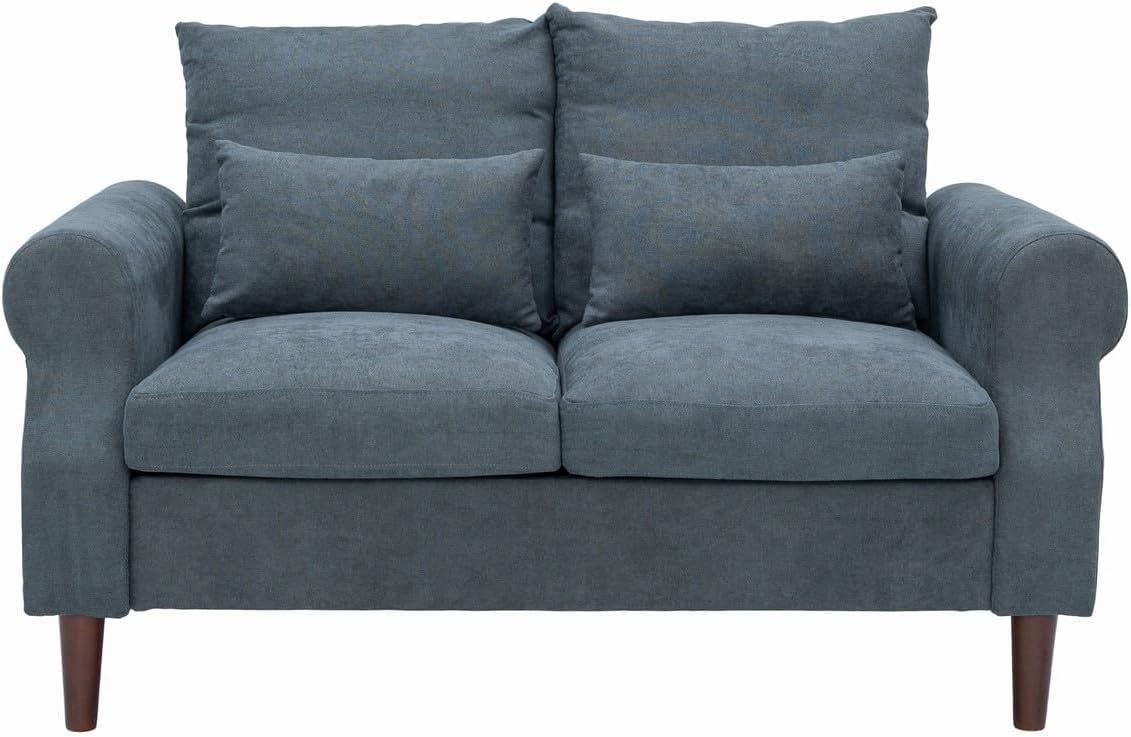 Panana 2 Piece Upholstered 3-Seat Sofa and Loveseat Sofa Set (Grey - Scroll Arm)