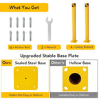 Safety Bollard 4 Packs, 42 Inch Height Steel Bollard Post for Parking Lot, 4.5 Inch Diameter Pipe, Yellow Safety Bollard Post with 16 Anchor Bolts, Ideal for Traffic-Sensitive Areas, Driveway Barrier