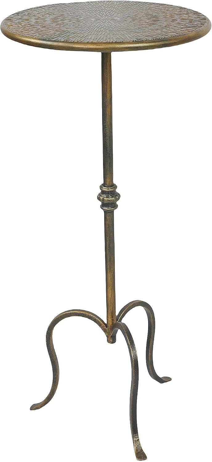 Metal Side Table, Martini Style Coffee Table Vintage Small Round Aceent Table 23inch for Living Room Bedroom Antique