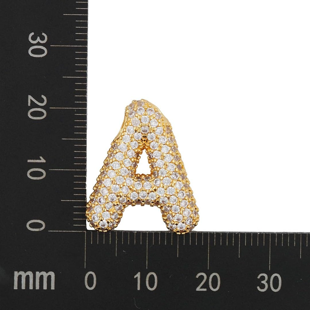 DIOWUS Bubble Letter Halskette Gold für Frauen, Charm Ballon Anfangsbuchstabe Anhänger mit Zirkonia besetzte Halsketten Modegeschenke Schmuck (Bubble Letter-A)