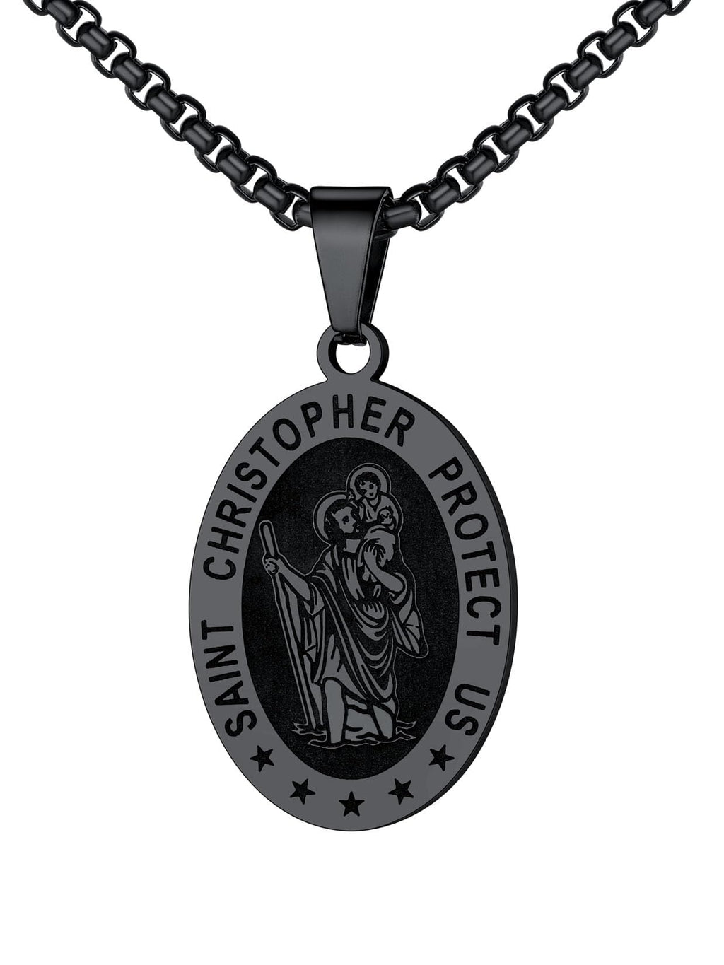 U7 St. Michael Necklace for Men Women Stainless Steel/18K Gold Plated Biblical Archangel Medal Round/Oval/Shield Patron Saint Christopher/Michael Pendant with 22" Box Chain