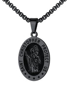 U7 St. Michael Necklace for Men Women Stainless Steel/18K Gold Plated Biblical Archangel Medal Round/Oval/Shield Patron Saint Christopher/Michael Pendant with 22" Box Chain