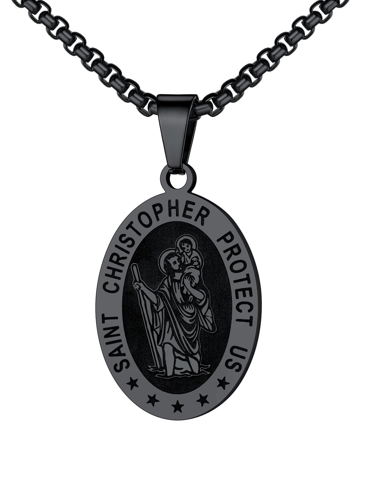 U7 St. Michael Necklace for Men Women Stainless Steel/18K Gold Plated Biblical Archangel Medal Round/Oval/Shield Patron Saint Christopher/Michael Pendant with 22" Box Chain