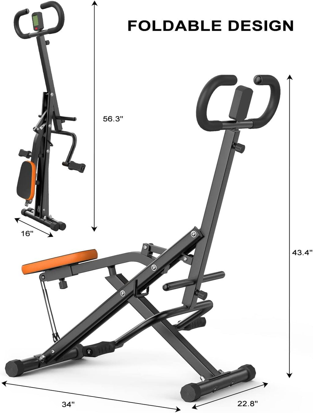 Machine à Squat Dskeuzeew avec Moniteur LCD, Équipement d'Exercice pour la Maison Machine à Squat et Rameur 330 Lbs avec Résistance Réglable Machine d'Entraînement à Domicile Entraîneur de Jambes et Fessiers pour Tout le Corps