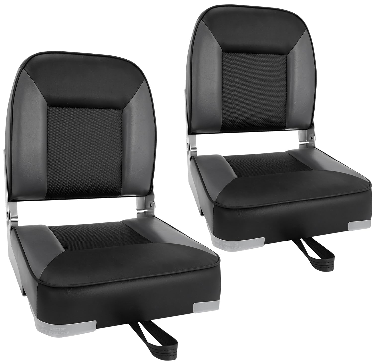 Boat Seats 2 Pack, Skureay Low/High Back Fishing Folding Boat Seat Waterproof Captain Boat Chair，Boatseat 2 Pack Suitable for Jon/Pontoon/Canoe/Bass Tracker Boat seats-UNIQUE Color Design (Gray/White)