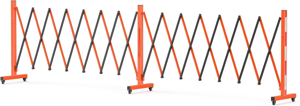 Expandable Safety Barricade, 23FT Portable Folding Security Barrier Gate, Retractable Adjustable Metal Barricades, Traffic Crowd Control Fence, for Outdoor, Industrial or Residential Use