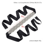 HONGMEI Rhinestone Bridal Belt Crystal Wedding Dress Belt Shiny Wedding Accessories (Black)