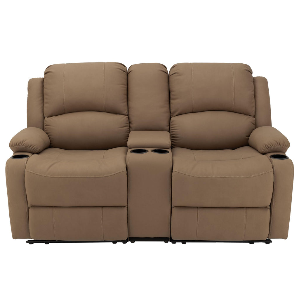 67" Wall Hugger Reclining | RV Theater Seats | Double Recliner RV Sofa & Console | RV Couch | RV Theater Seating | RV Furniture (Manual, Chocolate)