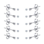 6-10 Pairs Tiny Women's Stainless Steel Round Clear Cubic Zirconia Stud Earrings, Hypoallergenic Surgical Steel Earrings Set, 2mm 3mm 4mm CZ,