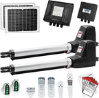 TOPENS AT6132S Solar Dual Swing Gate Opener Medium Duty Automatic Gate Motor for Double Swing Gates Up to 18ft per Arm, Electric Driveway Gate Operator AC Powered with Solar Panel Remote Control Kit