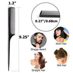 LUXXII (4 Pack) 9.25" Sturdy Rat Tail Comb Fine-tooth Hair Combs with Thin and Long Handle (Black and Brown)