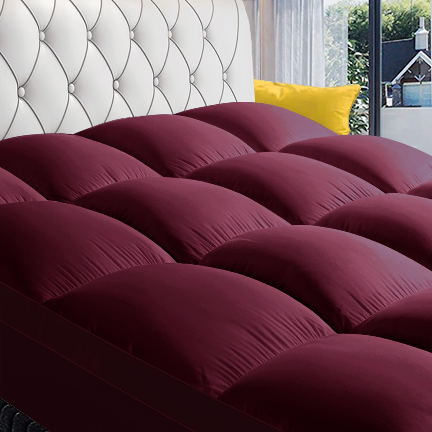 COONP Queen Mattress Topper, Extra Thick Pillowtop, Cooling and Plush Mattress Pad Cover Cotton Top Bed Topper Protector with 8-21 Inch Deep Pocket