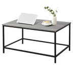 SENIG Small Brown Rectangle Wood and Metal Coffee Table with Storage Shelf for Small Living Rooms