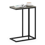 Furinno Turn-N-Tube C Shaped Side Table with Casters, Amber Pine/Black