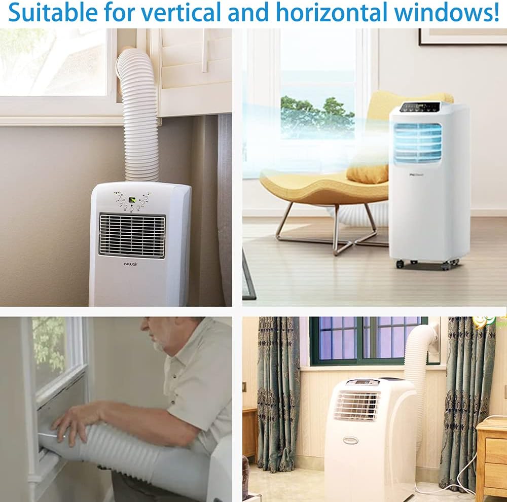 Portable Air Conditioner Window Vent Kit, Adjustable Window Seal with 5.9 Inch Diameter, 59 Inch Length Exhaust Hose for A/C Unit Universal for Sliding Horizontal or Vertical Window