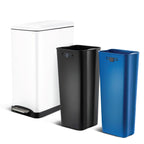 Home Zone Living 13 Gallon Slim Kitchen Trash Can with Dual Compartments for Trash and Recycling, Soft Close Lid, Step Pedal, Stainless Steel, Silver, Gen 1